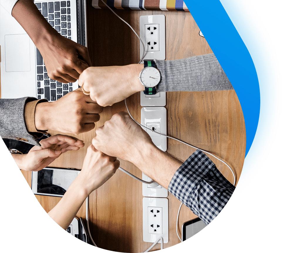 business people in an office working together